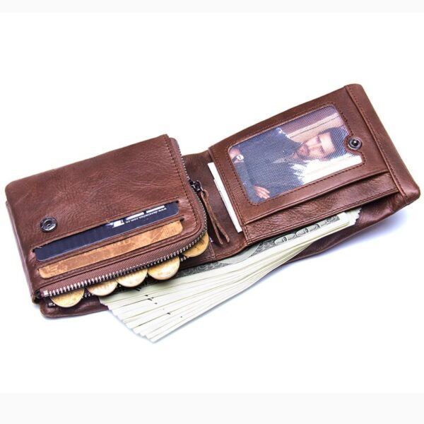 Men's Retro Leather Trifold Wallets - Image 5