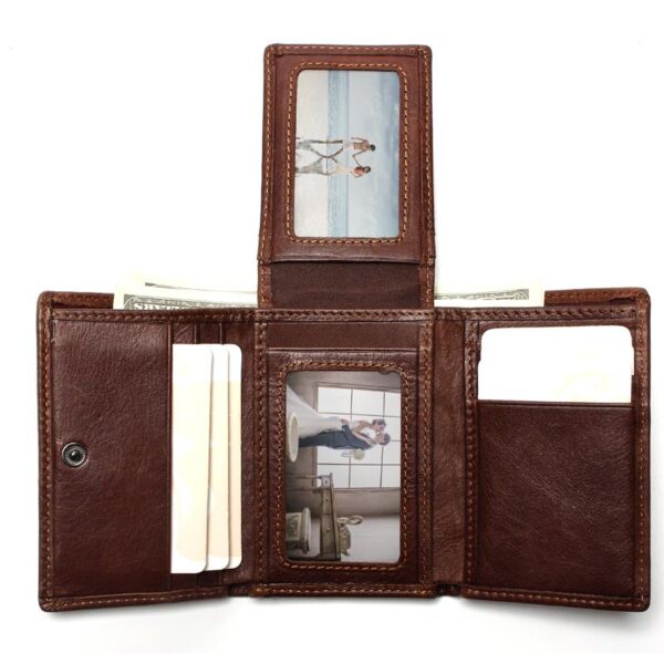 Men's Leather Vertical Trifold Wallet - Image 4