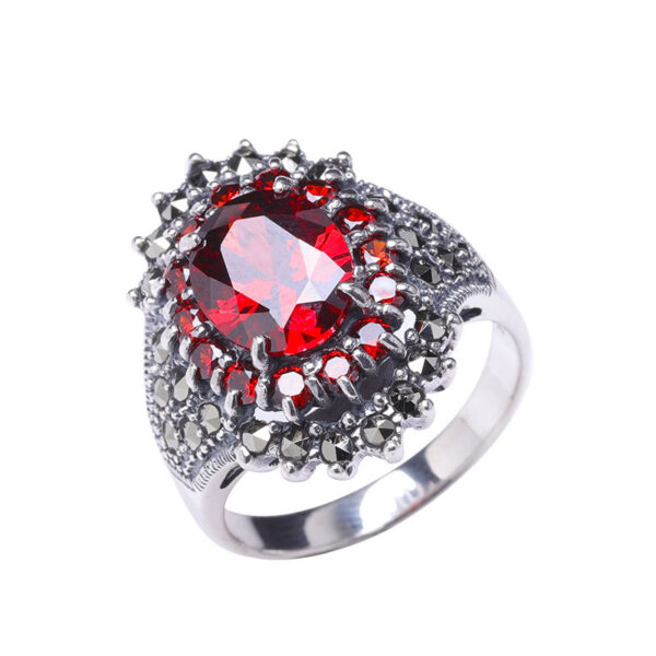 Women's Cut Pomegranate Red Ring - Image 2