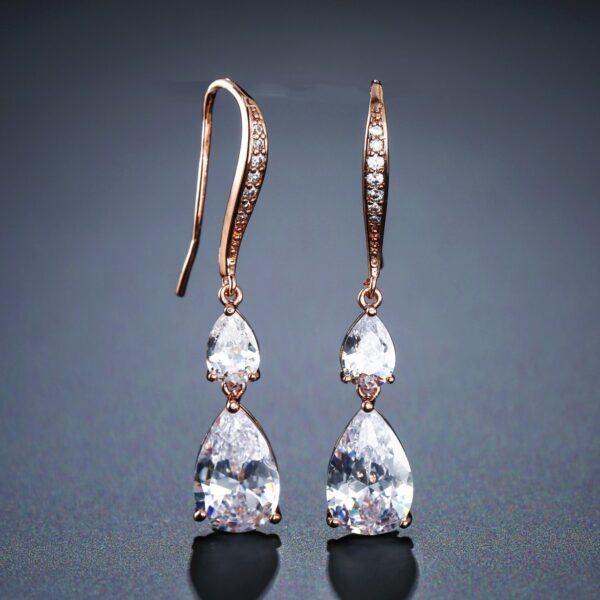 RAKOL Simple Long Exquisite Water Drop Zircon Female Simple Banquet All-match Earrings - Image 4