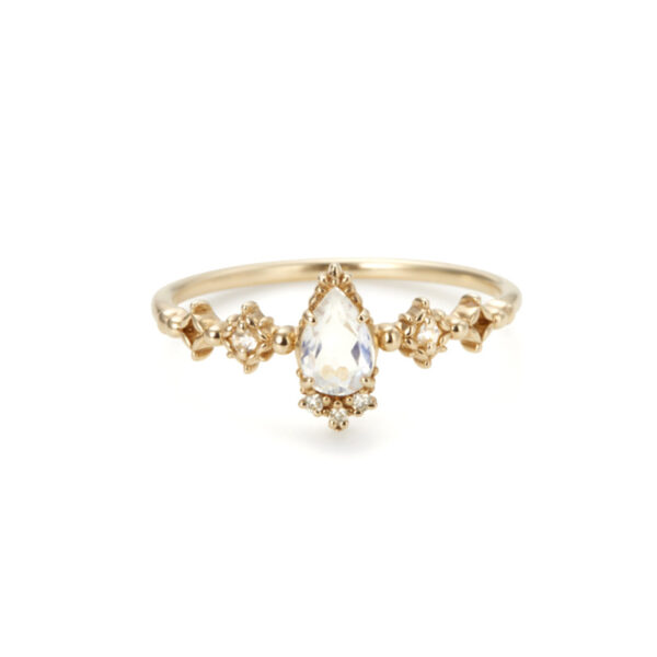 Silver Gold Plated Natural Blue Moonstone Ring - Image 3