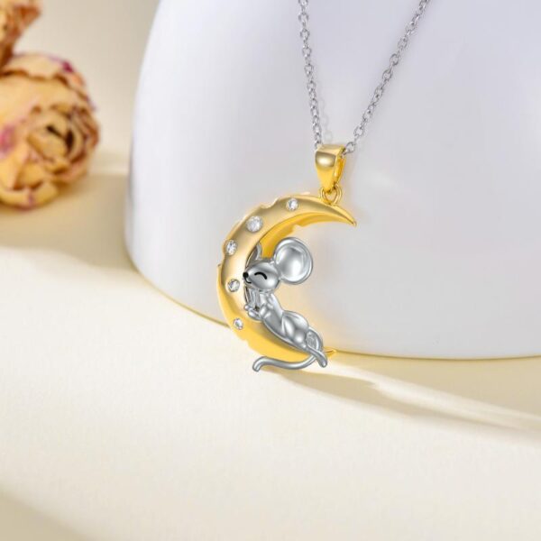 Crescent Moon Sleeping Mice Mouse in Sterling Silver - Image 2