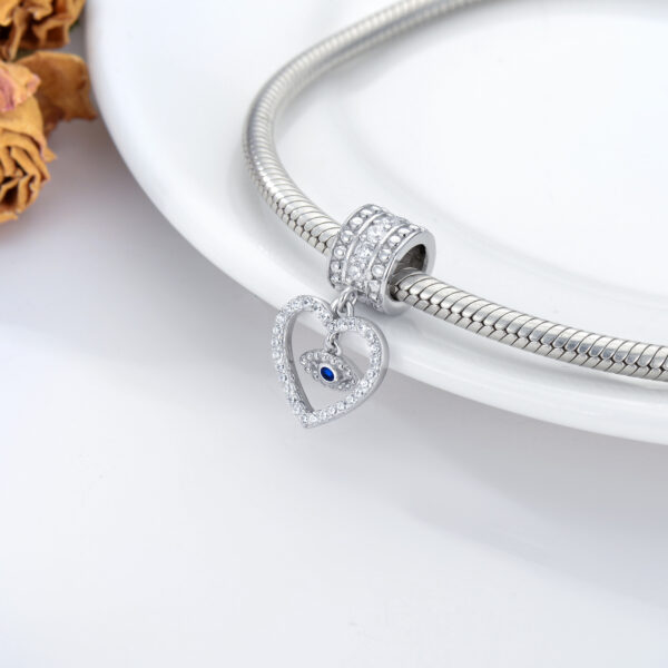 Evil Eye Charms in White Gold Plated Sterling Silver - Image 2