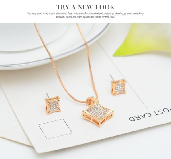Three-piece Fine Mini Micro-inlaid Zircon Necklace Earrings Ring - Image 4