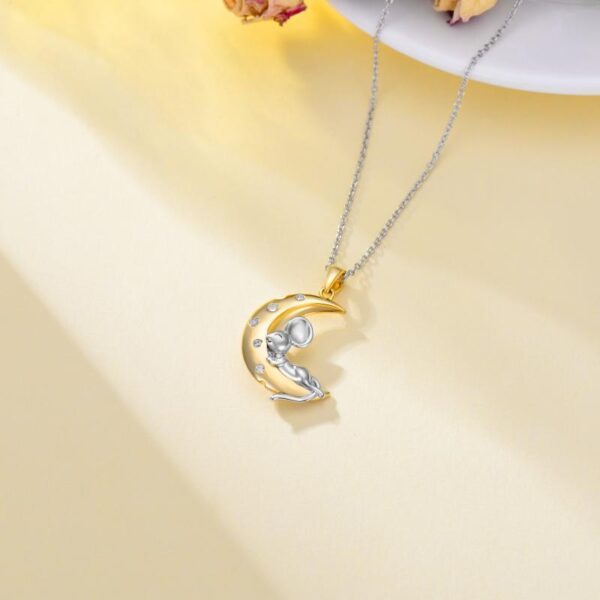 Crescent Moon Sleeping Mice Mouse in Sterling Silver - Image 3