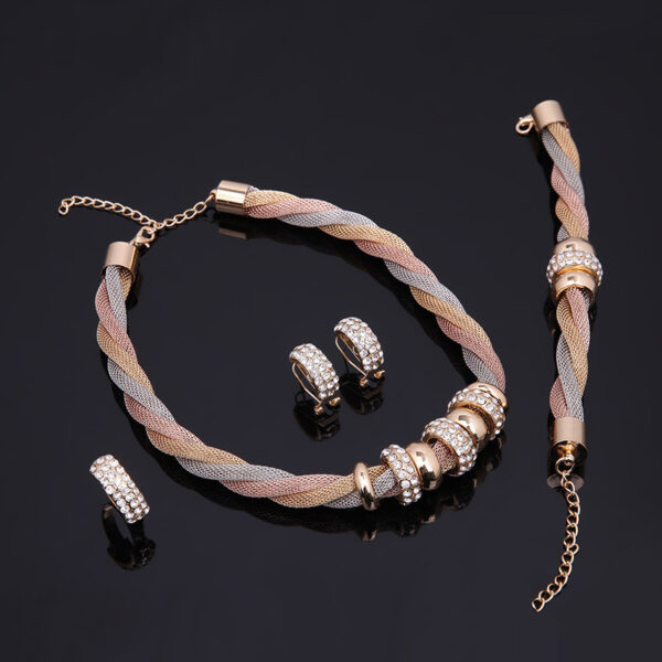 Fashion Gold-plated Four-piece Set With Diamonds - Image 4