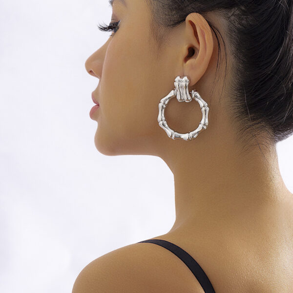 Hip Hop Style Simple Round Bamboo Stud Earrings - Image 9