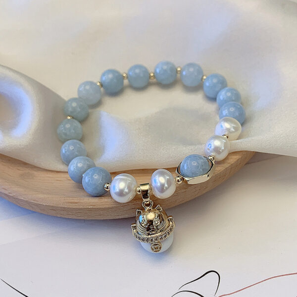 Freshwater Pearl Retro Transit Bracelet Lucky Cat Handmade Girl Hand Jewelry - Image 3