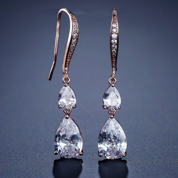 RAKOL Simple Long Exquisite Water Drop Zircon Female Simple Banquet All-match Earrings - Image 5