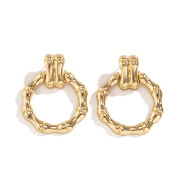 Hip Hop Style Simple Round Bamboo Stud Earrings - Image 5