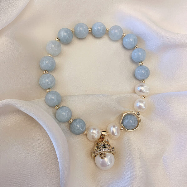Freshwater Pearl Retro Transit Bracelet Lucky Cat Handmade Girl Hand Jewelry - Image 5
