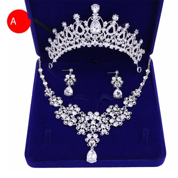 Bridal Headwear Crown Pearl Wedding Necklace Earrings Jewelry Set - Image 6