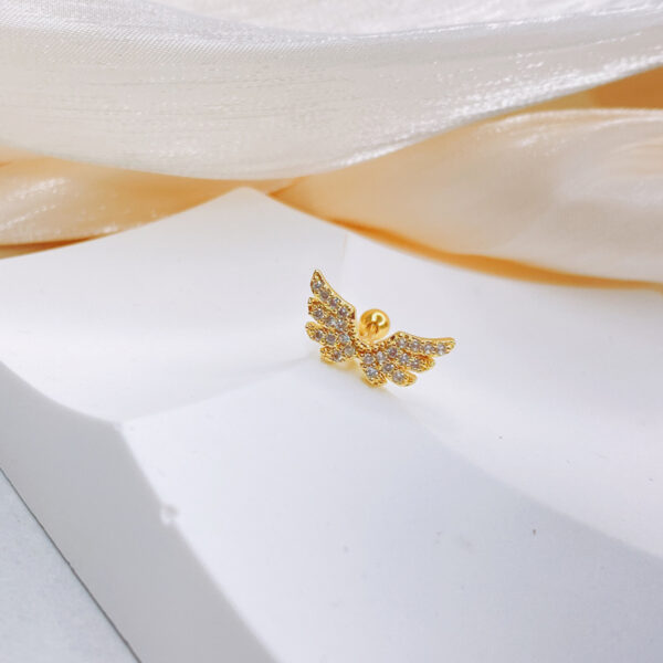 Trustdavis Real 925 Sterling Silver Stud Fashion Angel Wings Earring - Image 4
