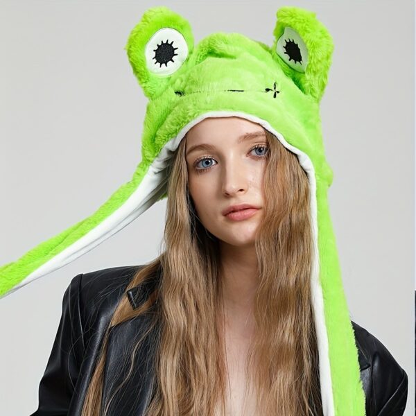 Cute Animal Moving Ear Hat Cute Panda Dog Frog Puppy Plush Hats Halloween Cosplay Party Earflap Hat For Women - Image 5