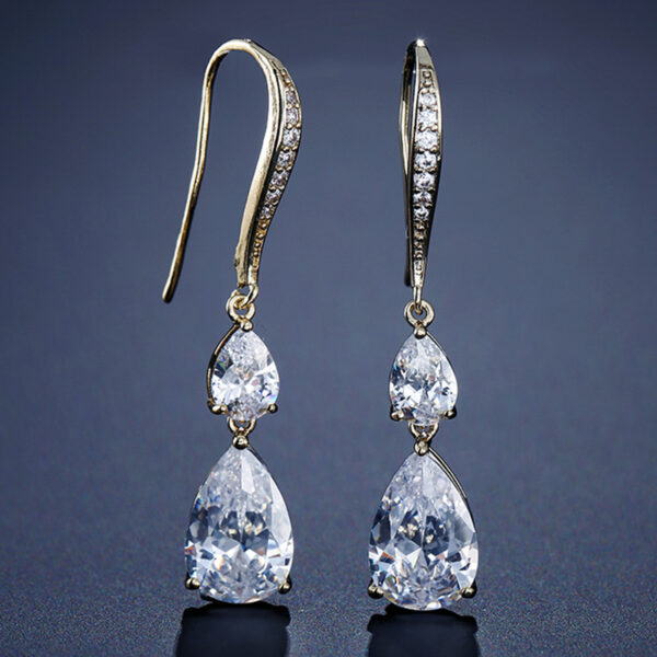 RAKOL Simple Long Exquisite Water Drop Zircon Female Simple Banquet All-match Earrings
