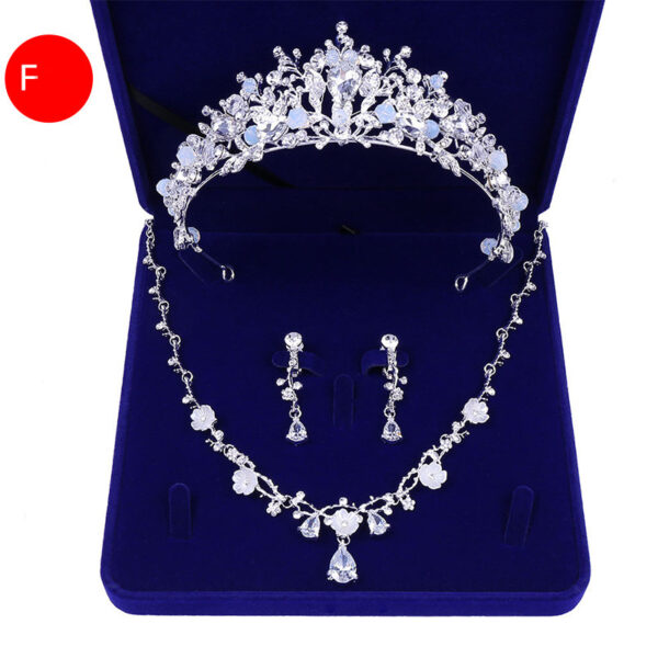 Bridal Headwear Crown Pearl Wedding Necklace Earrings Jewelry Set - Image 9