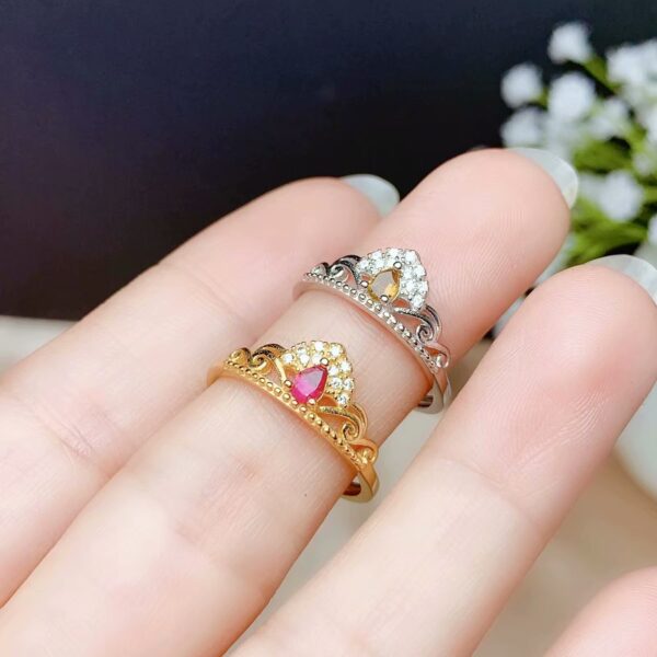 Platinum Gold Tone Empty Water Drop Ring - Image 3
