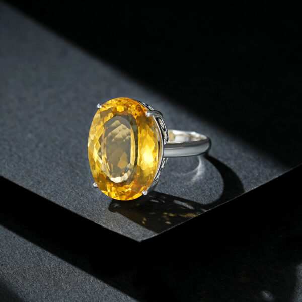 Luxury 20Ct Oval Natural Topaz Ring S925 Sterling Silver - Image 3