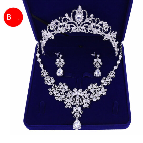 Bridal Headwear Crown Pearl Wedding Necklace Earrings Jewelry Set - Image 8