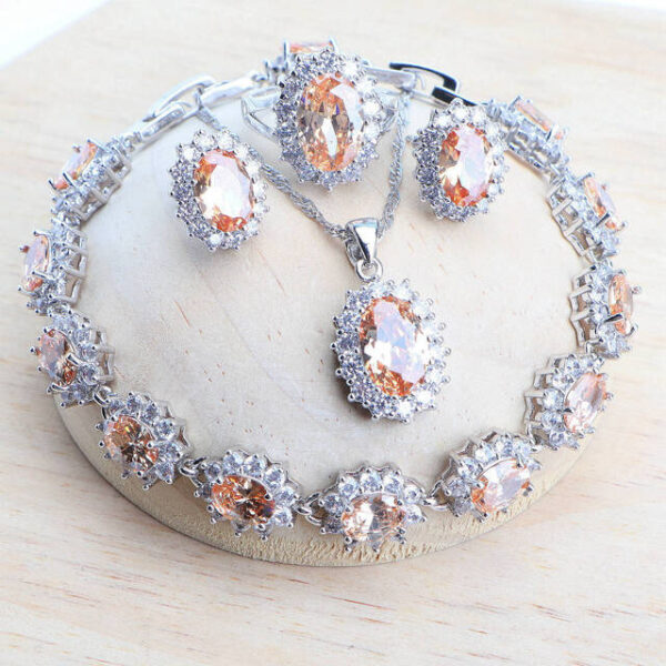 Silver 925 Women Bridal Jewelry Sets Blue Zirconia Costume - Image 5