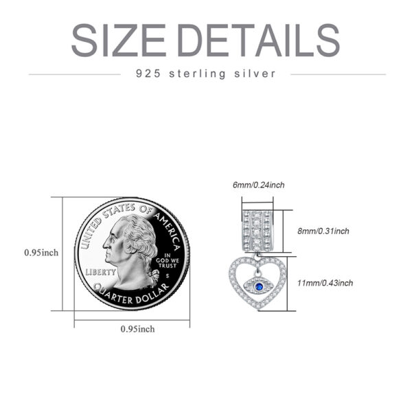 Evil Eye Charms in White Gold Plated Sterling Silver - Image 5