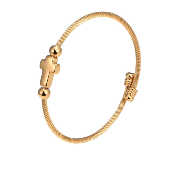 Cross Bracelet Stainless Steel Braided Elastic Twine - Image 3