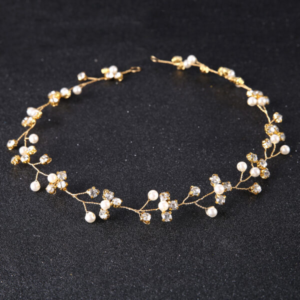 Bride Hair Accessories Pearl Rhinestone Headband White Gauze Dress Bridal Jewelry Children's Hair Accessories - Image 4
