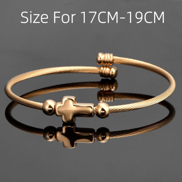 Cross Bracelet Stainless Steel Braided Elastic Twine - Image 4