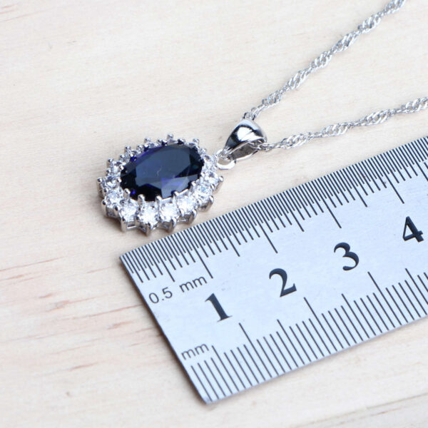 Silver 925 Women Bridal Jewelry Sets Blue Zirconia Costume - Image 7