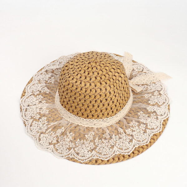 Women Lace Sun Hats For Wide Brim Straw Beach - Image 3