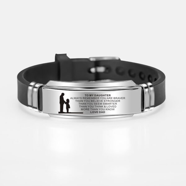 To My Son Daughter Painting Inspirational Stainless Steel Charms Adjustable Silicone Bracelet - Image 6
