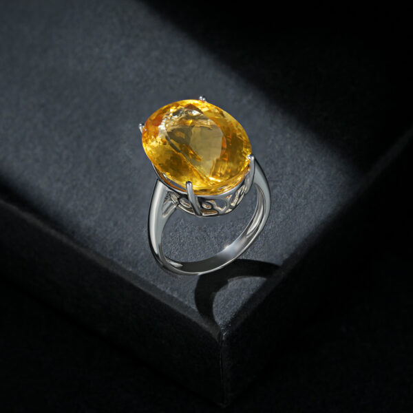 Luxury 20Ct Oval Natural Topaz Ring S925 Sterling Silver - Image 2