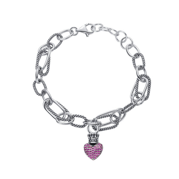 S925 Sterling Silver Bracelet Women's Splicing Multi-element Ins Vintage Crown Love Tag - Image 5