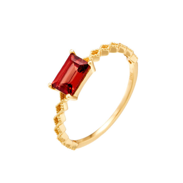 S925 Silver Plated Gold Inlaid Natural Pomegranate Ring - Image 5