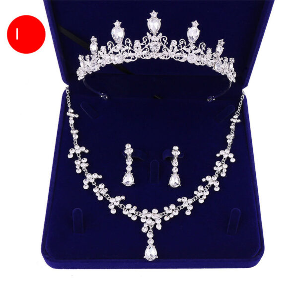 Bridal Headwear Crown Pearl Wedding Necklace Earrings Jewelry Set - Image 4