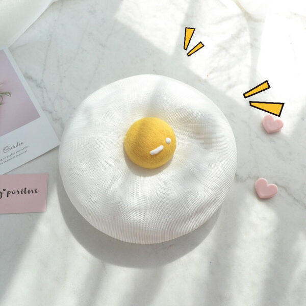 Thin Breathable Cute Poached Egg Beret - Image 3