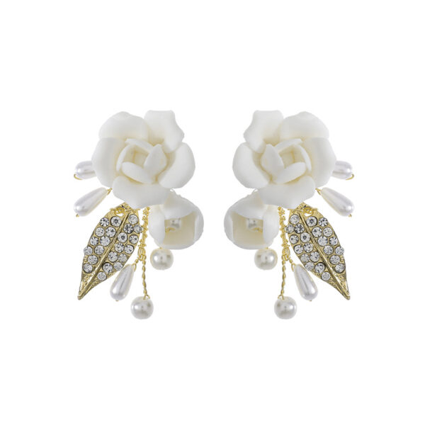 Ceramic Earrings With White Flowers - Image 5