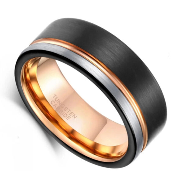 Tungsten Ring Fashion Colorblock Rose Gold Plated - Image 5