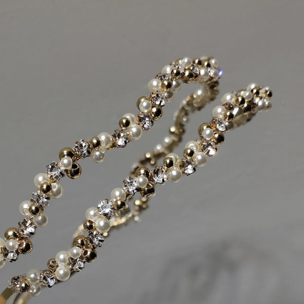 Korean Metal Headband Temperament Simple Pearl Rhinestone Hairpin French - Image 4