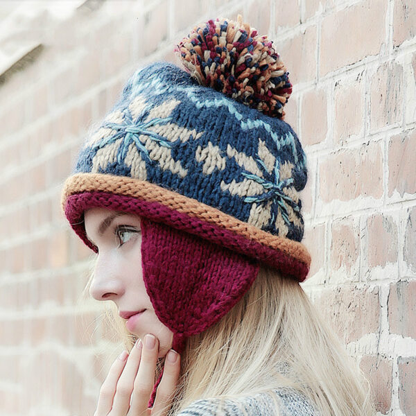 Thickened Warm Jacquard Wool Hat Pure Handmade - Image 5