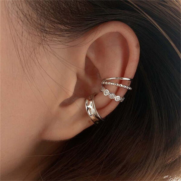 Explosion Style Tassel C-shaped Copper Zircon Ear Bone Clip 4 Pcs Butterfly - Image 5