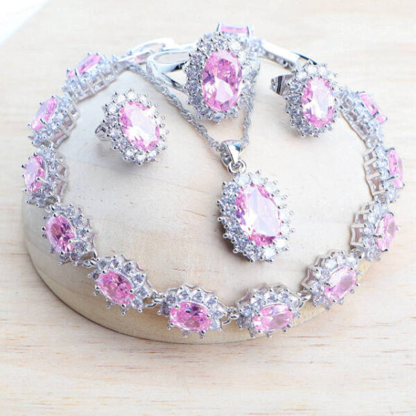 Silver 925 Women Bridal Jewelry Sets Blue Zirconia Costume - Image 4