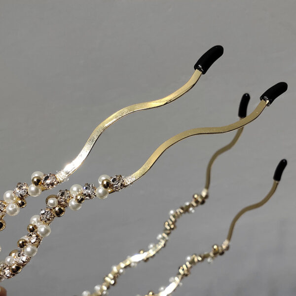 Korean Metal Headband Temperament Simple Pearl Rhinestone Hairpin French - Image 3