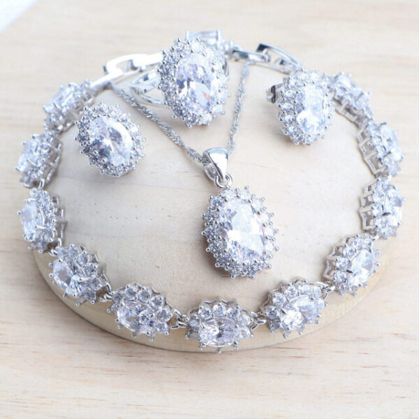 Silver 925 Women Bridal Jewelry Sets Blue Zirconia Costume - Image 6
