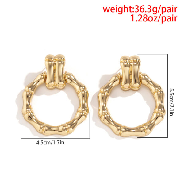 Hip Hop Style Simple Round Bamboo Stud Earrings - Image 8