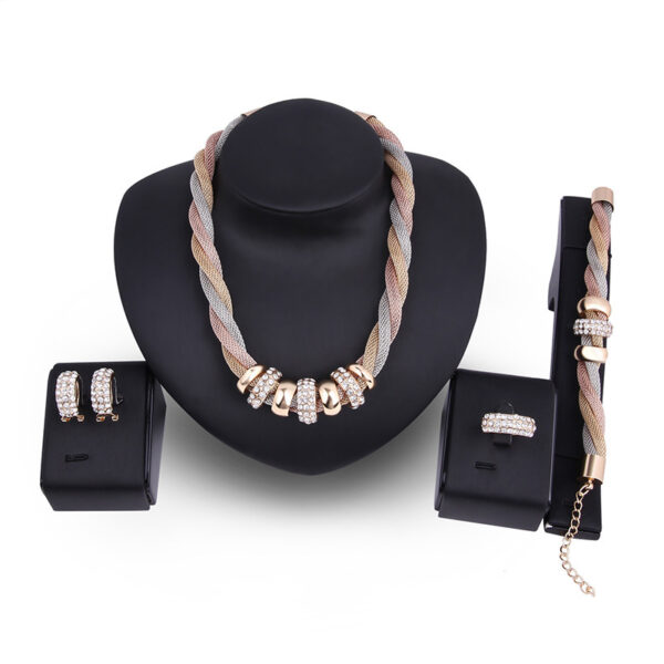 Fashion Gold-plated Four-piece Set With Diamonds - Image 3
