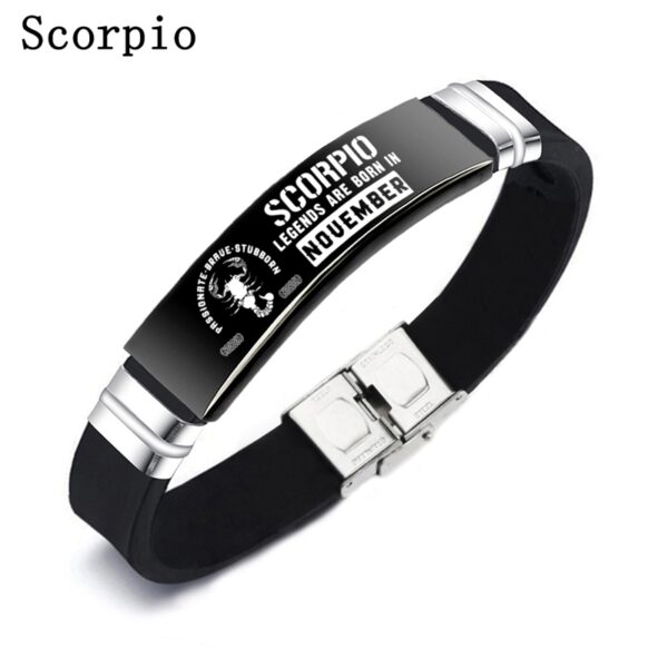 Black 12 Constellation Zodiac Sign ID Bracelets Bangles For Women Men - Image 10
