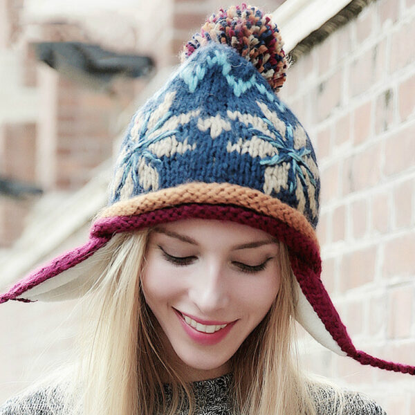 Thickened Warm Jacquard Wool Hat Pure Handmade