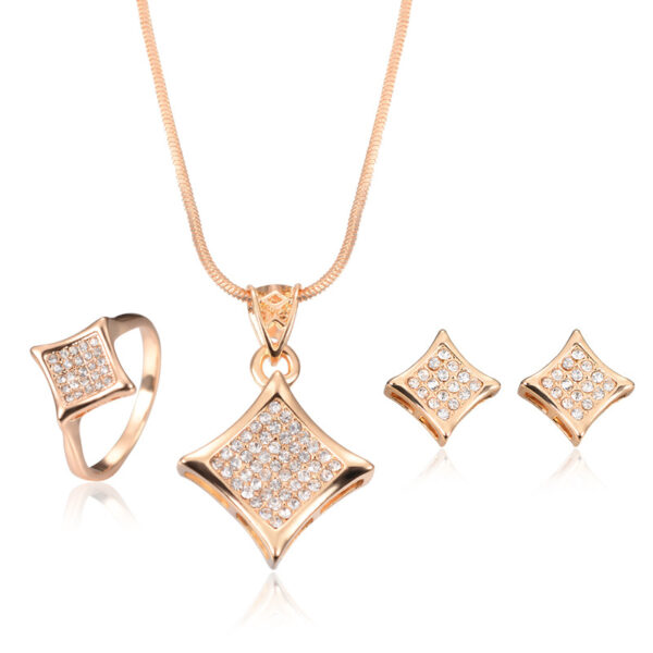 Three-piece Fine Mini Micro-inlaid Zircon Necklace Earrings Ring - Image 2