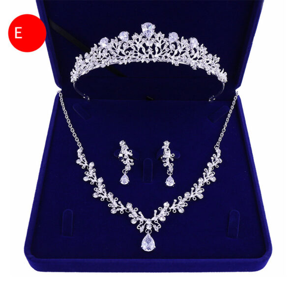 Bridal Headwear Crown Pearl Wedding Necklace Earrings Jewelry Set - Image 2